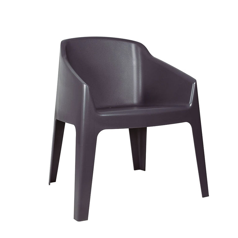 Silla de resina RESOL Baku color gris volcánico con reposabrazos para jardín y terraza