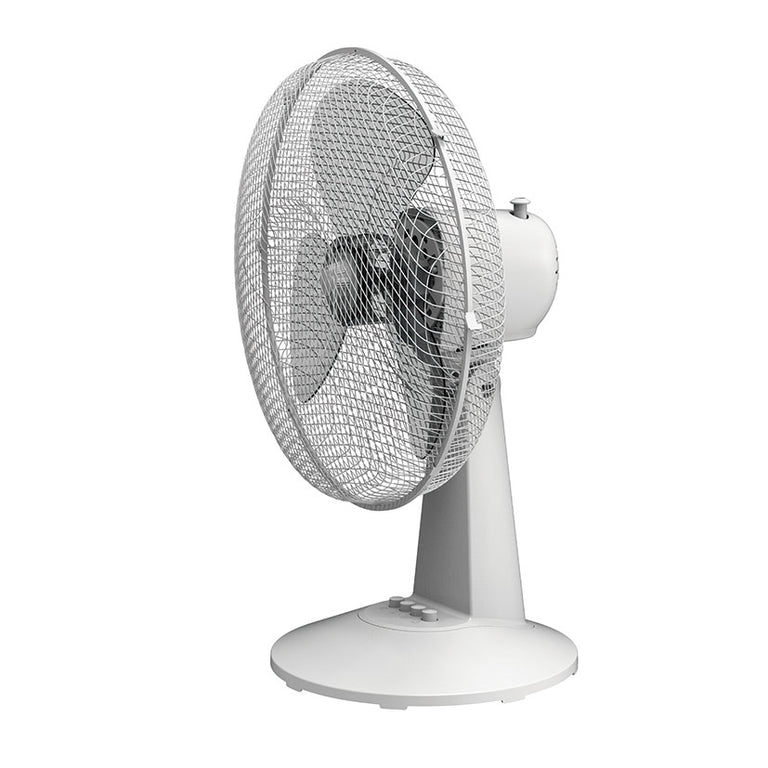 Ventilador de sobremesa Habitex SO40 color blanco con rejilla de seguridad y 3 aspas