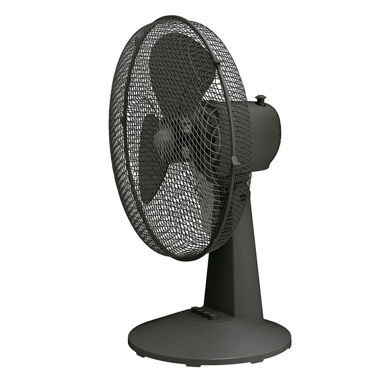 Ventilador de sobremesa Habitex SO40 color negro con base circular y botones de control