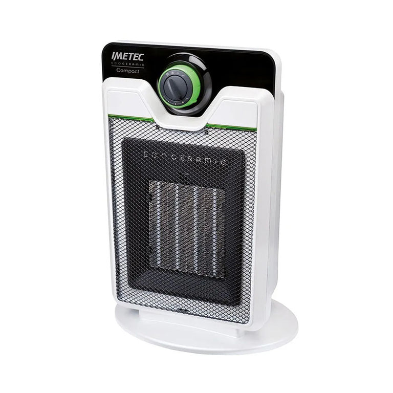 Calefactor cerámico Imetec Eco Compact de 2000W en color blanco y negro con termostato regulable superior