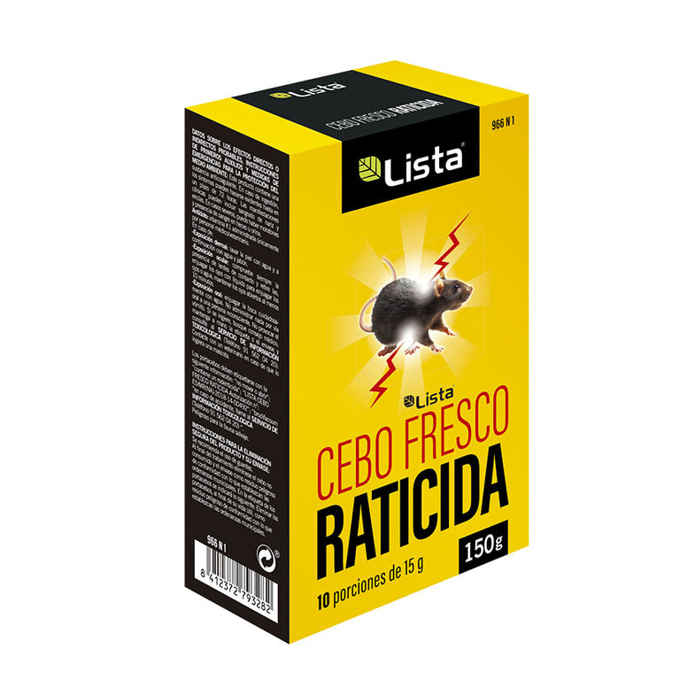 Caja de raticida en cebo fresco Lista de 150g con 10 porciones de 15g para control de ratas y ratones