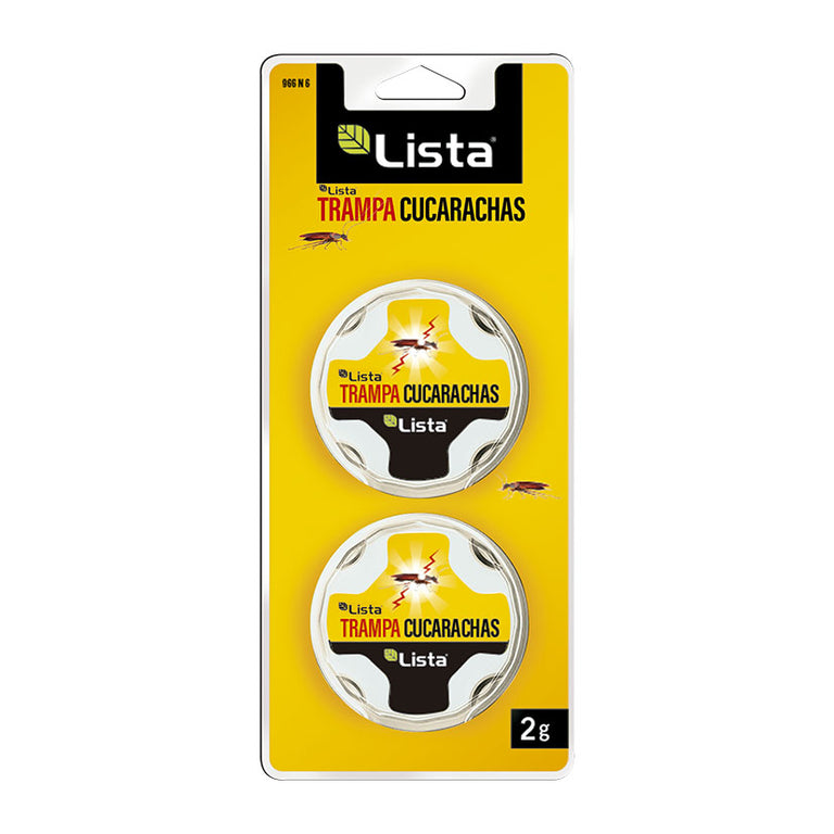 Blíster amarillo de 2 trampas para cucarachas LISTA con cebo en gel insecticida de 2 gramos cada una