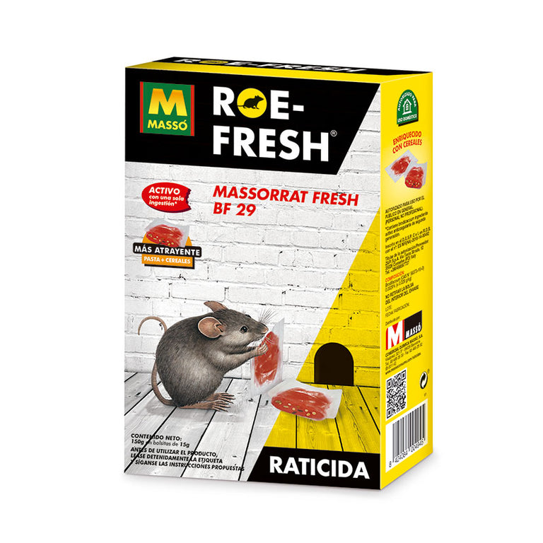 Caja de raticida MASSÓ Roe-Fresh 150g pasta fresca con cereales de alta atracción