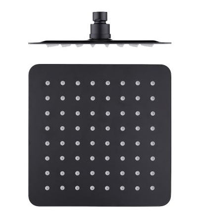 Rociador de ducha negro ORFESA 25x25 cm con rótula orientable y diseño extraplano