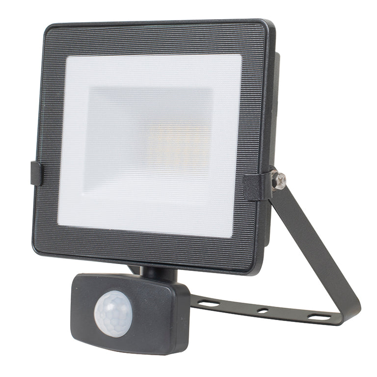 Foco proyector LED DUOLEC StarLine 20W negro con sensor de movimiento y soporte metálico