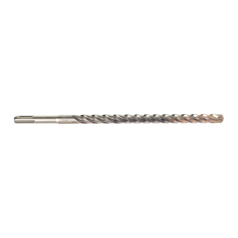 Perfil de la broca Milwaukee MX4 mostrando la geometría de 4 cortes para perforación precisa.