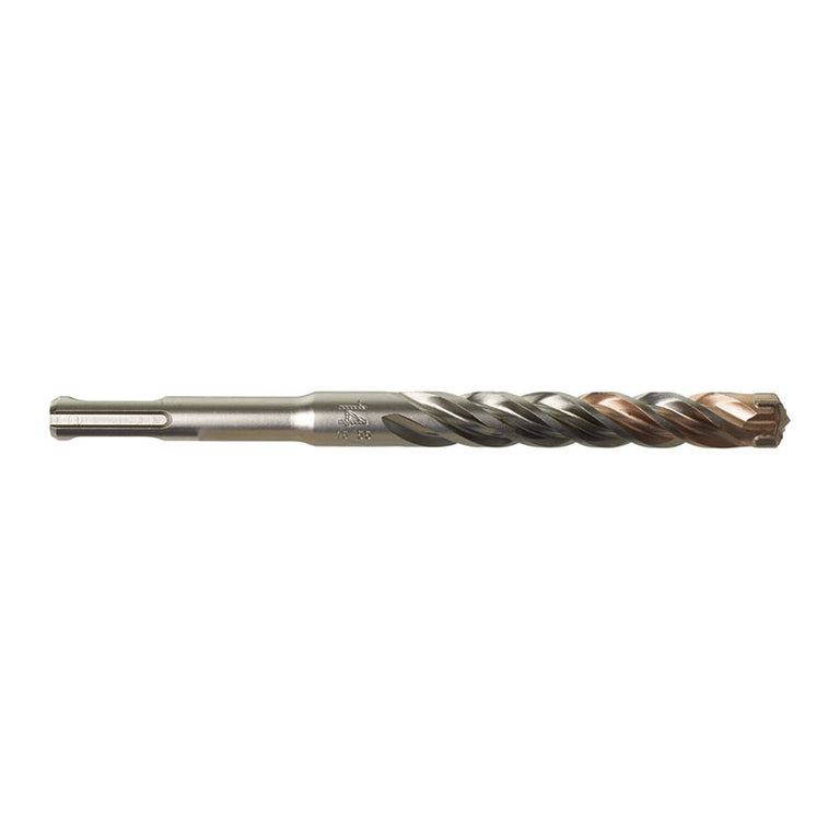 Cuerpo de acero de alta resistencia y encaste SDS-Plus de la broca profesional Milwaukee.