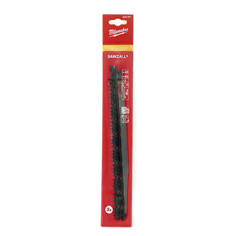 Blíster de 3 unidades sierra sable Milwaukee 240mm 4/5 TPI
