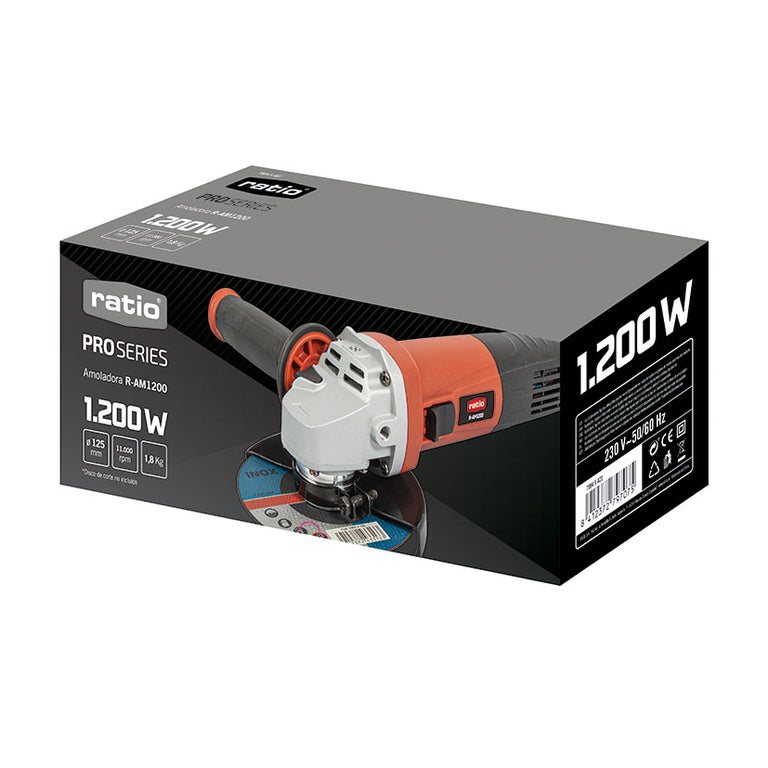 Amoladora Ø 125 Mm Ratio Proseries R-am1200 Ratio — Baterías y Recambios