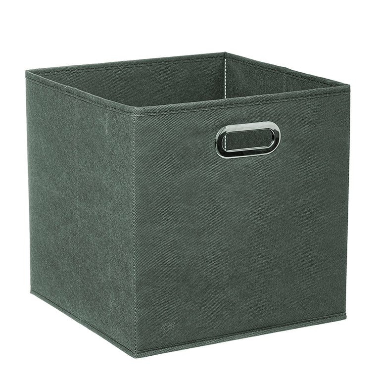 Cubo organizador de tela Siena 5FIVE color verde caqui plegable para ordenación del hogar.