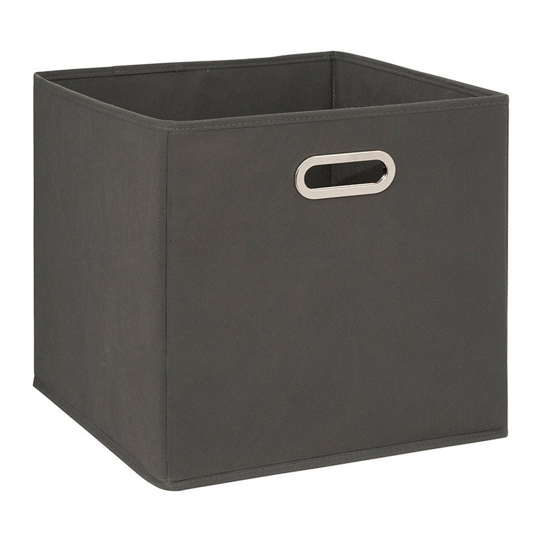 Cesta de tela plegable Siena 5FIVE color gris antracita con tirador metálico para estantería Mix'n Modul.
