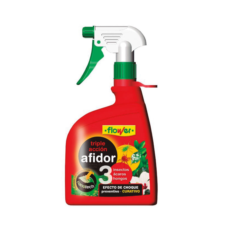 Insecticida Triple Acción Flower Afidor 450ml para insectos, ácaros y hongos con tecnología Nanotech