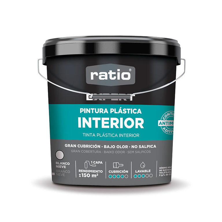 Cubeta de pintura plástica interior RATIO Expert blanco nieve 15 litros