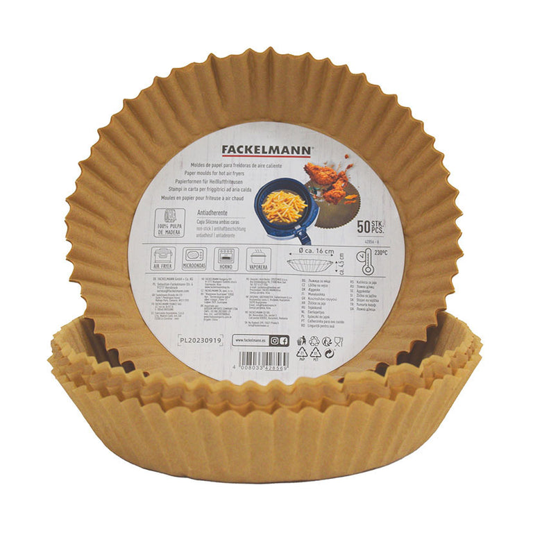 Moldes de papel redondos Fackelmann para air fryer 16cm resistentes al calor