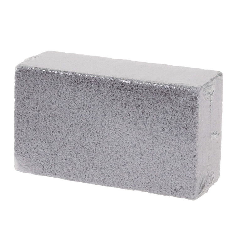 Piedra de limpieza abrasiva gris para barbacoas y parrillas con envoltorio de plástico transparente