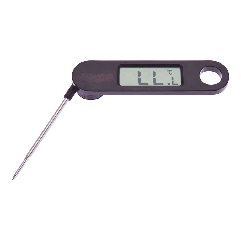 Termómetro digital plegable para carne con sonda de acero inoxidable y pantalla LCD para barbacoa y cocina.