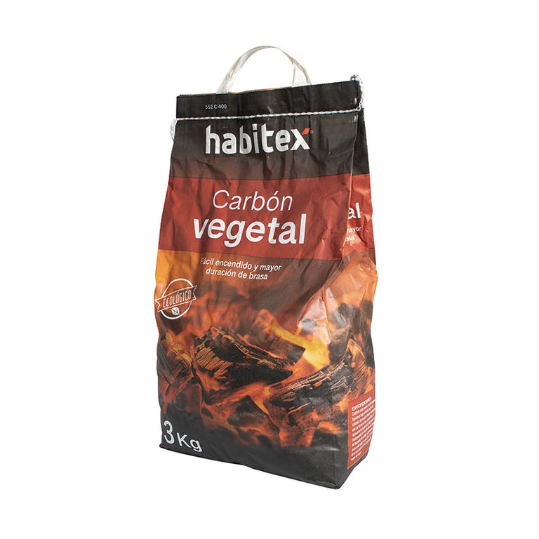 Pack 6 Sacos Carbón Vegetal Habitex 3kg Ecológico para Barbacoas