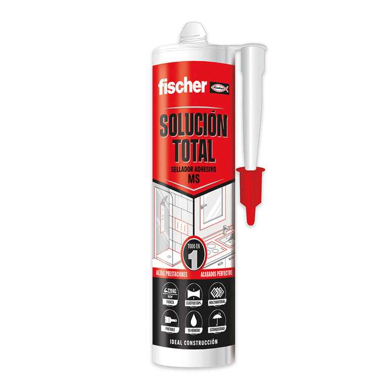 Cartucho Fischer Solución Total MS blanco sellador adhesivo multimaterial