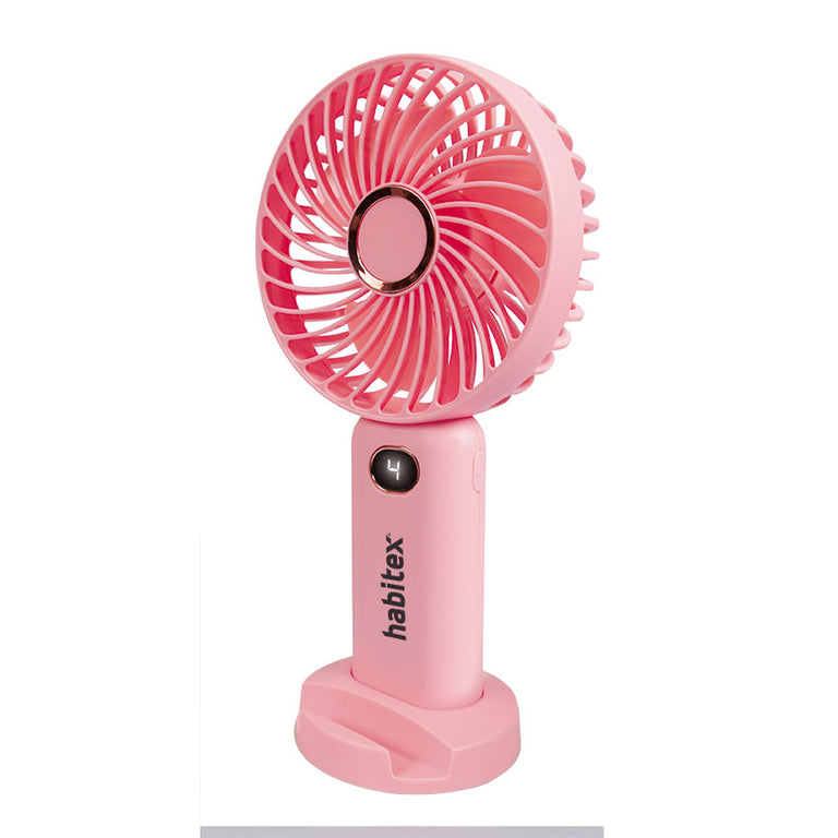 Mini ventilador de mano Habitex VMM99 rosa con soporte de sobremesa