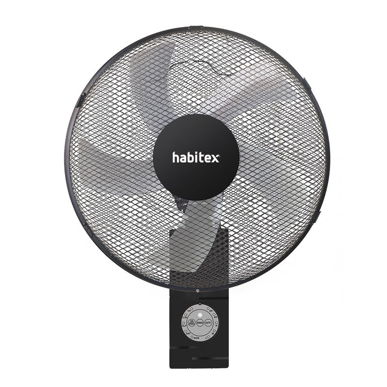 Ventilador de pared Habitex VTP-113 negro con 5 aspas y panel de control circular