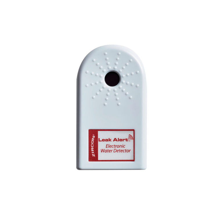 Detector electrónico de fugas de agua Zircon Leak Alert blanco con rejilla de alarma circular