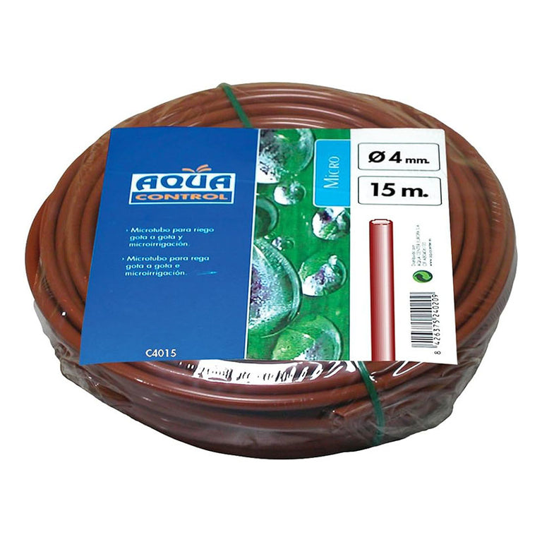 Microtubo para riego secundario Aqua Control 4mm x 15m color marrón.