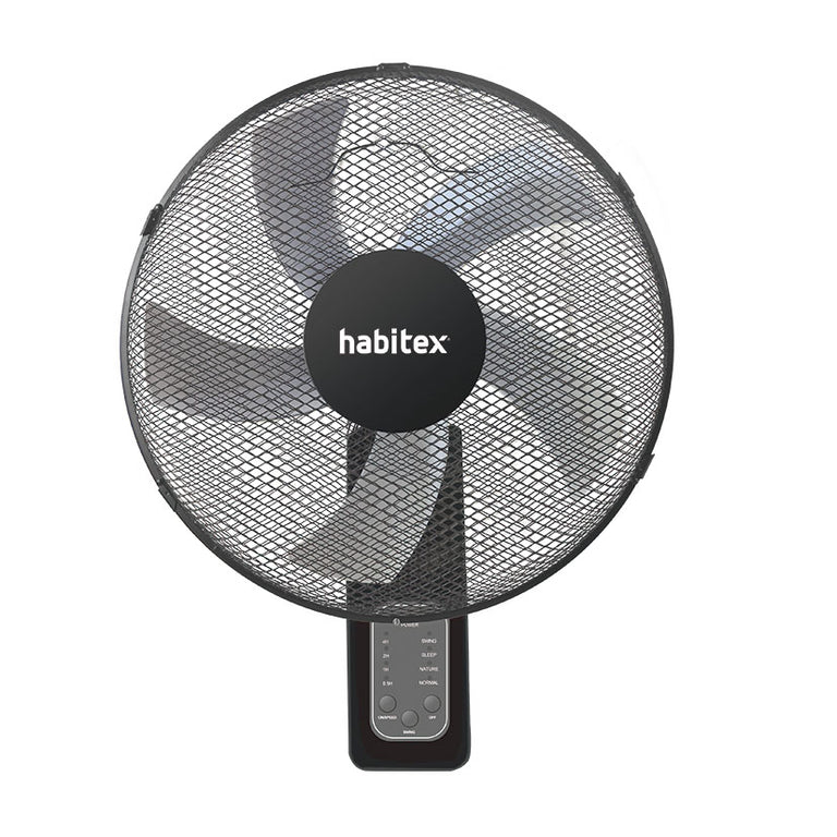 Ventilador de pared Habitex VP-11 negro con rejilla protectora y panel de control digital