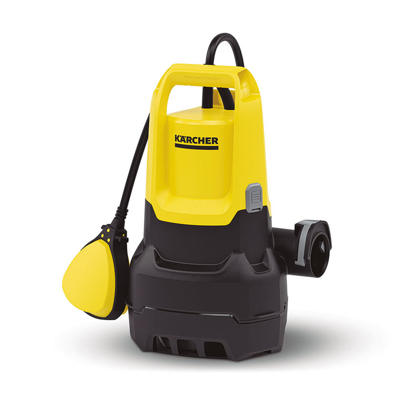 Bomba sumergible Kärcher SP 9.500 Dirt amarilla y negra para aguas sucias con interruptor flotador y sistema Quick Connect.