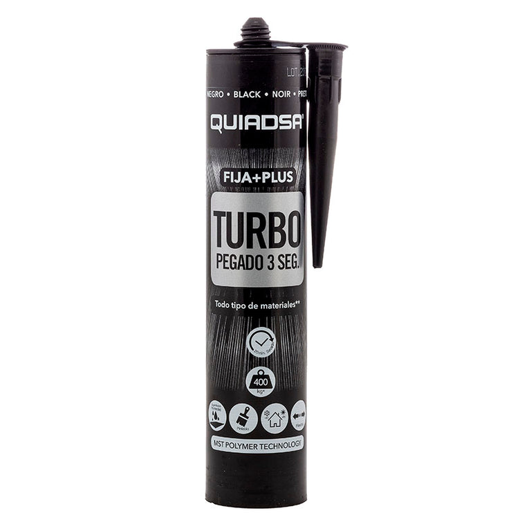 Cartucho Quiadsa Fija Plus Turbo color Negro 290ml pegado elástico