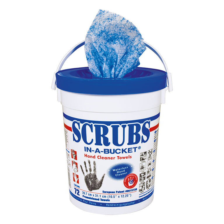 Cubo de toallitas limpiamanos KRAFFT Scrubs de 72 unidades para eliminar grasa y pintura sin agua