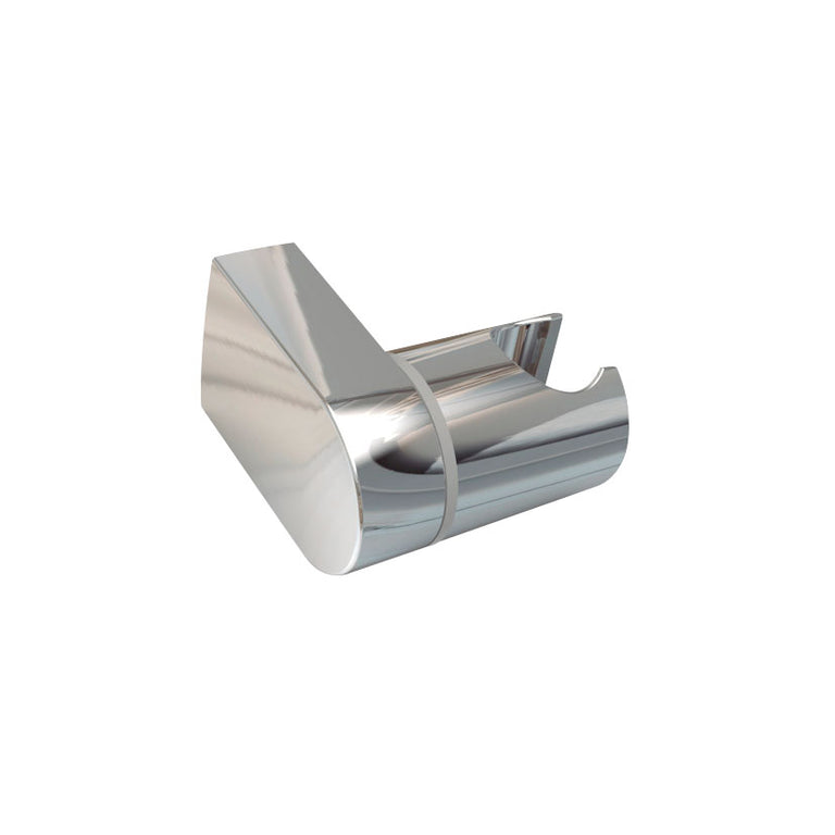 Soporte para mango de ducha HABITEX acabado cromado brillante con diseño ergonómico.