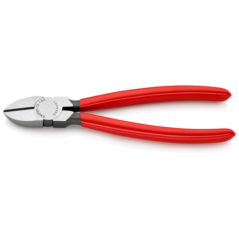 Alicate de corte diagonal KNIPEX 70 01 180 mm con mangos rojos y cabeza de acero pulida
