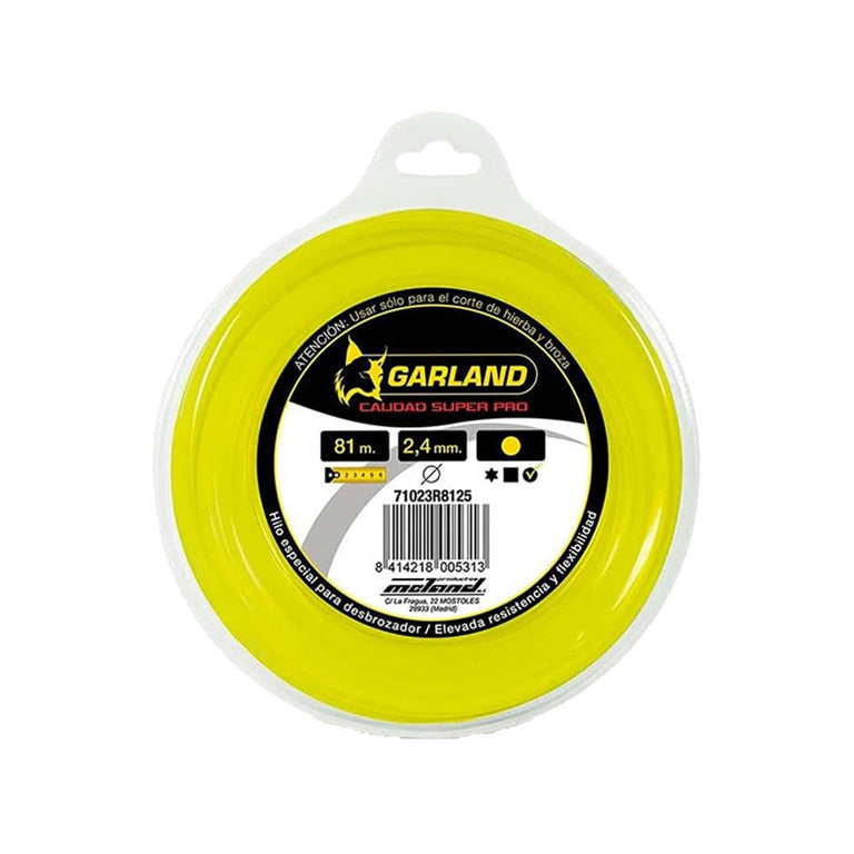 Hilo desbrozadora Garland perfil estrella 2,4 mm x 81 m en blíster amarillo