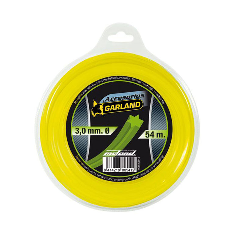 Recambio hilo nylon Garland estrella 3,0 mm x 54 m para desbrozadora profesional