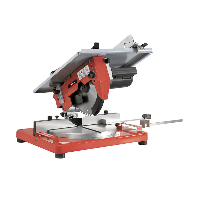 Sierra ingletadora RATIO ProSeries R-IC1500 roja con mesa superior de corte y disco de sierra circular