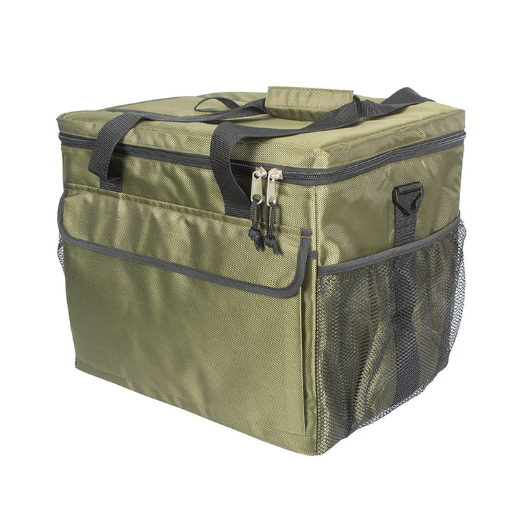 Nevera térmica flexible HABITEX Fuji verde 35L con bolsillos de malla laterales