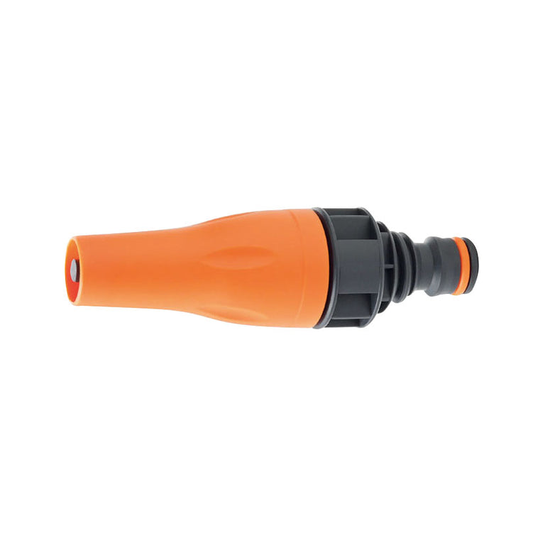 Lanza de riego ajustable LISTA Water Cycle en color naranja y gris con conector rápido estándar.