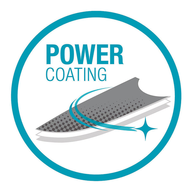 Icono de tecnología Power Coating de GARDENA para protección anticorrosión y deslizamiento suave.