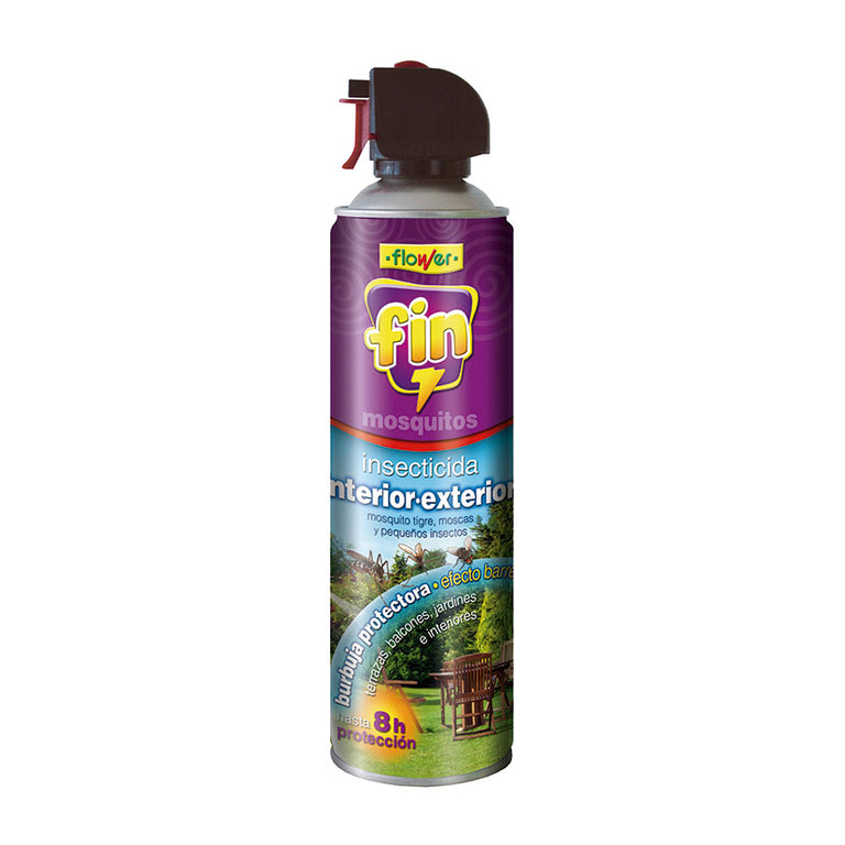 Insecticida Flower Fin Mosquitos aerosol 650ml para interior y exterior con efecto barrera de 8 horas