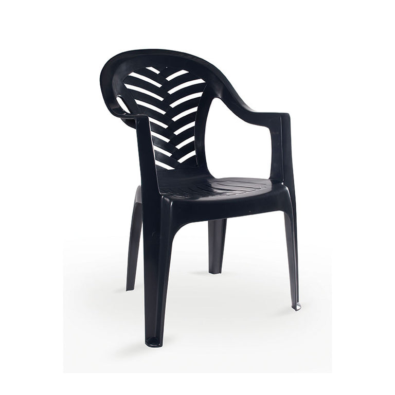 Silla de exterior RESOL Palma gris volcánico fabricada en polipropileno reciclado