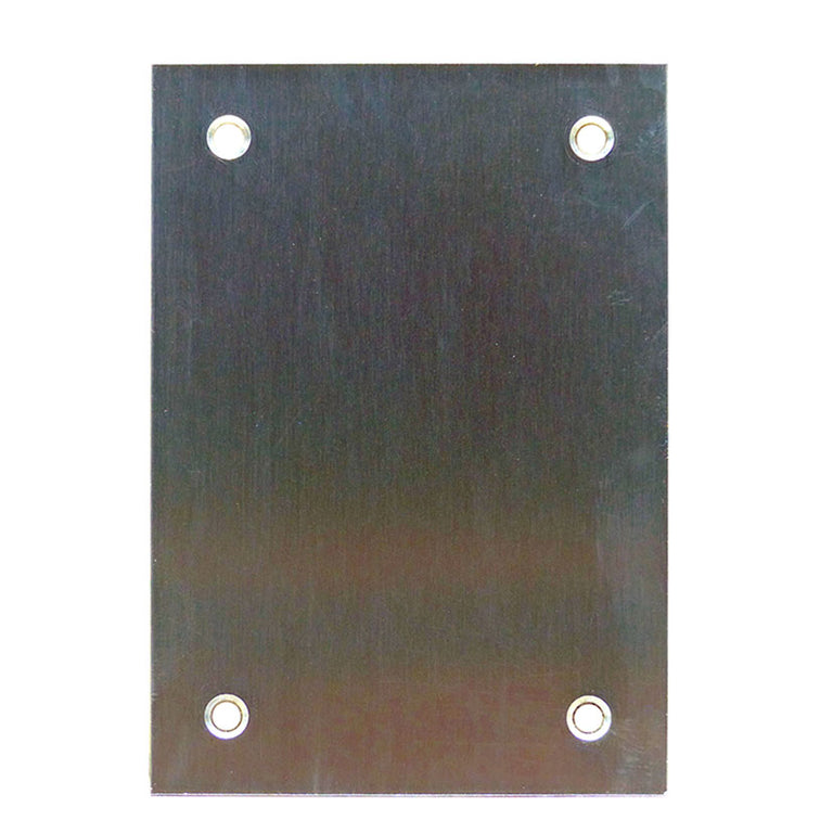 Vista frontal de placa protectora para puerta en acabado acero inox mate