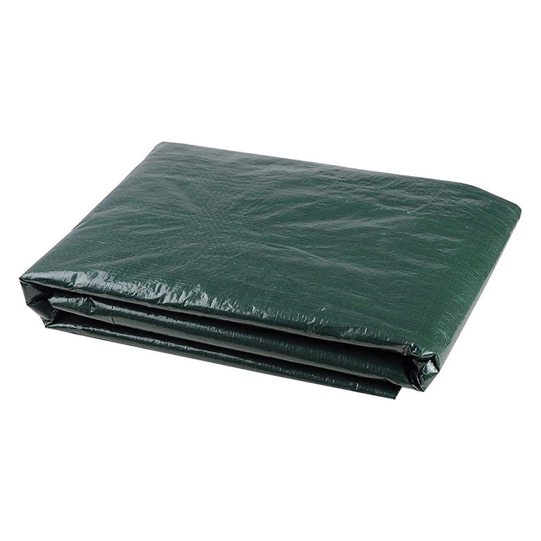 Funda de polietileno para muebles de jardín plegada de forma compacta color verde oscuro