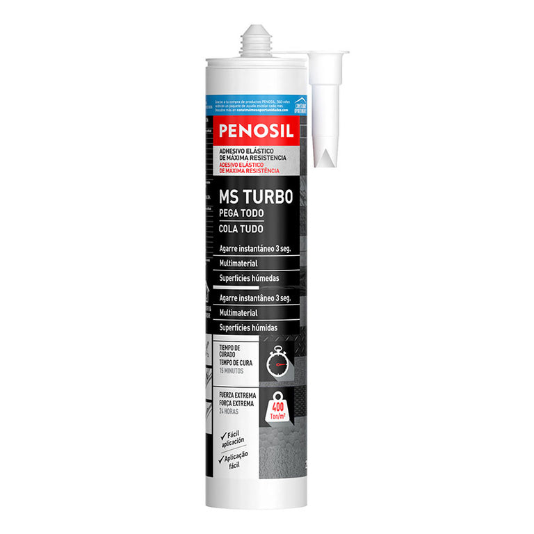 Cartucho de adhesivo Penosil MS Turbo 290ml con boquilla, agarre instantáneo 3 segundos y fuerza extrema 400 Ton/m2