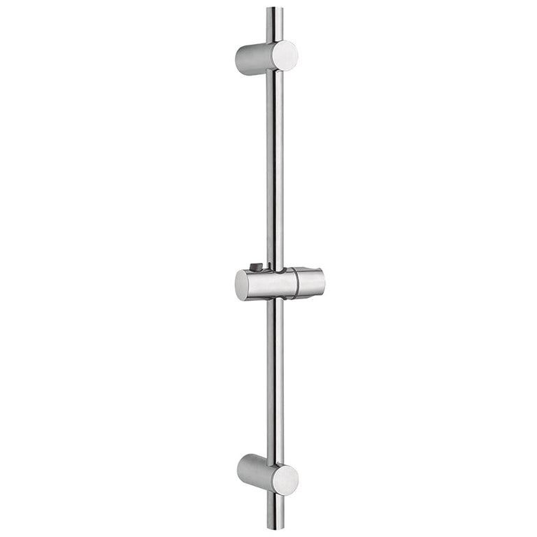 Barra de ducha universal cromada con soporte deslizante ajustable para el mango.