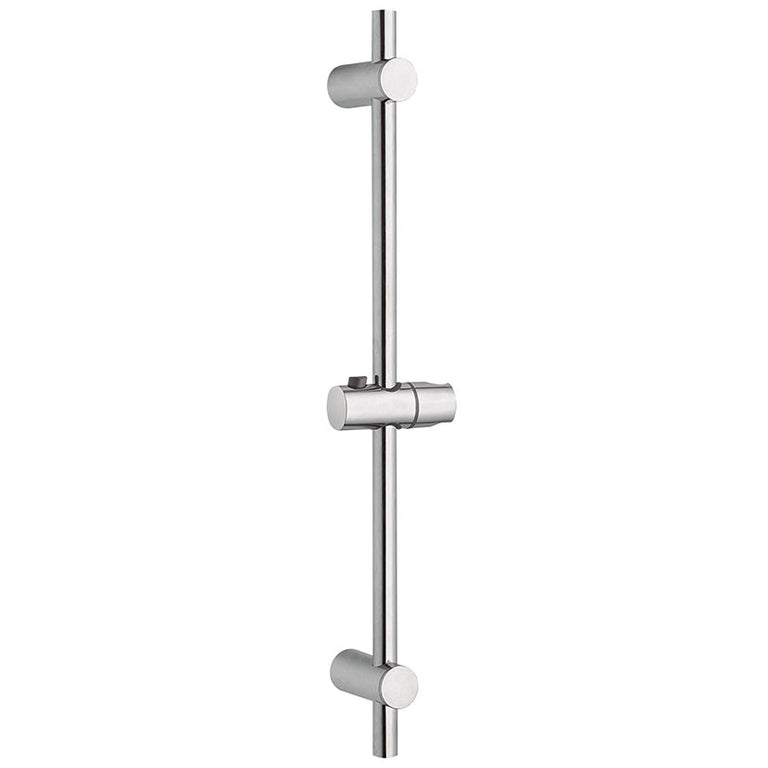 Barra de ducha universal cromada con soporte deslizante ajustable para cabezal de ducha.