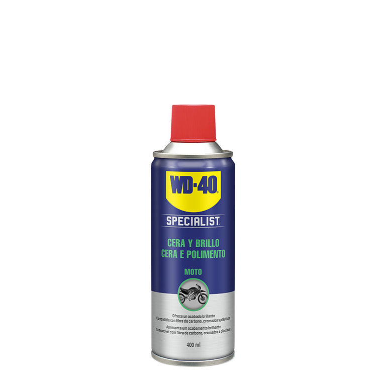 Bote de spray WD-40 Specialist Motorbike Cera y Brillo de 400 ml para limpieza y protección de motos