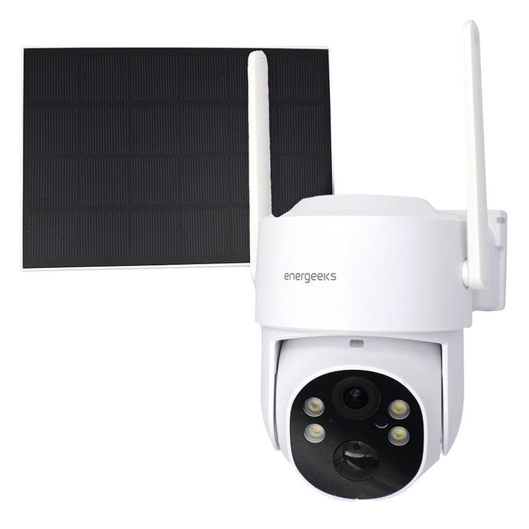 Cámara de seguridad 4G Energeeks con panel solar y antenas para exteriores