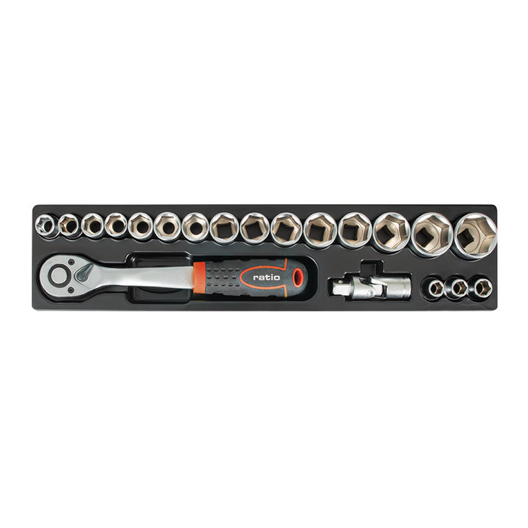 Caja de Herramientas Metálica Cantilever RATIO 6978 - Set Profesional 63 Piezas