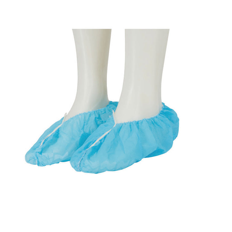 Cubrezapatos desechables 3M 402 color azul con elástico en el tobillo para protección laboral.