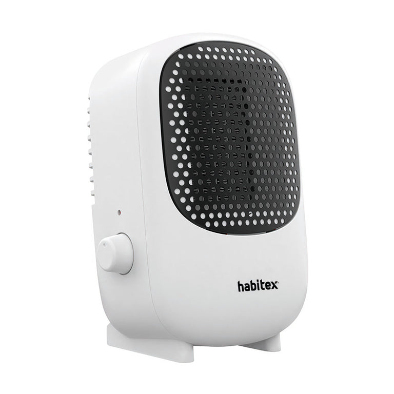 Minicalefactor cerámico Habitex blanco 500W con rejilla frontal y regulador lateral